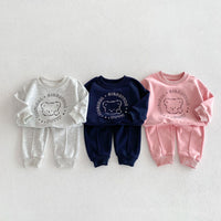 Load image into Gallery viewer, 2 Pieces Set Baby Kid Girls Boys Letters Cartoon Tops And Solid Color Pants Wholesale 23101957
