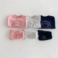 Load image into Gallery viewer, 2 Pieces Set Baby Kid Girls Boys Letters Cartoon Tops And Solid Color Pants Wholesale 23101957
