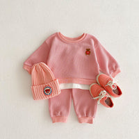 Load image into Gallery viewer, 2 Pieces Set Baby Kid Girls Sports Solid Color Cartoon Hoodies Sweatshirts And Pants Wholesale 23101963
