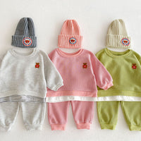 Load image into Gallery viewer, 2 Pieces Set Baby Kid Girls Sports Solid Color Cartoon Hoodies Sweatshirts And Pants Wholesale 23101963
