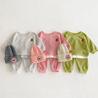 Load image into Gallery viewer, 2 Pieces Set Baby Kid Girls Sports Solid Color Cartoon Hoodies Sweatshirts And Pants Wholesale 23101963
