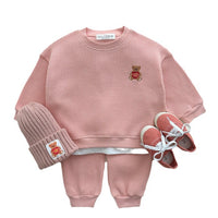 Load image into Gallery viewer, 2 Pieces Set Baby Kid Girls Sports Solid Color Cartoon Hoodies Sweatshirts And Pants Wholesale 23101963
