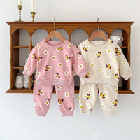 Load image into Gallery viewer, 2 Pieces Set Baby Kid Girls Flower Cartoon Print Hoodies Sweatshirts And Pants Wholesale 23101964
