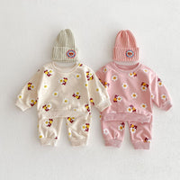 Load image into Gallery viewer, 2 Pieces Set Baby Kid Girls Flower Cartoon Print Hoodies Sweatshirts And Pants Wholesale 23101964
