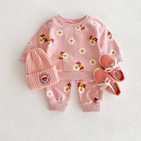 Load image into Gallery viewer, 2 Pieces Set Baby Kid Girls Flower Cartoon Print Hoodies Sweatshirts And Pants Wholesale 23101964
