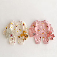 Load image into Gallery viewer, 2 Pieces Set Baby Kid Girls Flower Cartoon Print Hoodies Sweatshirts And Pants Wholesale 23101964
