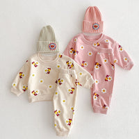 Load image into Gallery viewer, 2 Pieces Set Baby Kid Girls Flower Cartoon Print Hoodies Sweatshirts And Pants Wholesale 23101964
