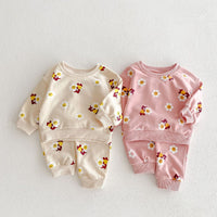 Load image into Gallery viewer, 2 Pieces Set Baby Kid Girls Flower Cartoon Print Hoodies Sweatshirts And Pants Wholesale 23101964
