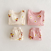 Load image into Gallery viewer, 2 Pieces Set Baby Kid Girls Flower Cartoon Print Hoodies Sweatshirts And Pants Wholesale 23101964

