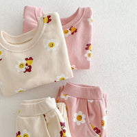 Load image into Gallery viewer, 2 Pieces Set Baby Kid Girls Flower Cartoon Print Hoodies Sweatshirts And Pants Wholesale 23101964
