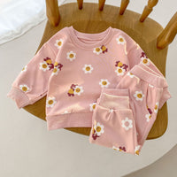 Load image into Gallery viewer, 2 Pieces Set Baby Kid Girls Flower Cartoon Print Hoodies Sweatshirts And Pants Wholesale 23101964
