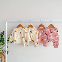 Load image into Gallery viewer, 2 Pieces Set Baby Kid Girls Flower Cartoon Print Hoodies Sweatshirts And Pants Wholesale 23101964
