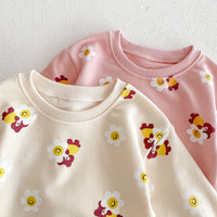 Load image into Gallery viewer, 2 Pieces Set Baby Kid Girls Flower Cartoon Print Hoodies Sweatshirts And Pants Wholesale 23101964
