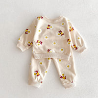 Load image into Gallery viewer, 2 Pieces Set Baby Kid Girls Flower Cartoon Print Hoodies Sweatshirts And Pants Wholesale 23101964
