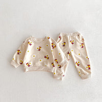 Load image into Gallery viewer, 2 Pieces Set Baby Kid Girls Flower Cartoon Print Hoodies Sweatshirts And Pants Wholesale 23101964
