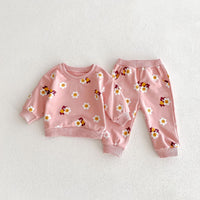 Load image into Gallery viewer, 2 Pieces Set Baby Kid Girls Flower Cartoon Print Hoodies Sweatshirts And Pants Wholesale 23101964
