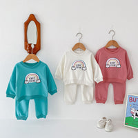 Load image into Gallery viewer, 2 Pieces Set Baby Kid Girls Boys Rainbow Hoodies Sweatshirts And Solid Color Pants Wholesale 23101966
