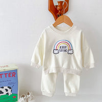 Load image into Gallery viewer, 2 Pieces Set Baby Kid Girls Boys Rainbow Hoodies Sweatshirts And Solid Color Pants Wholesale 23101966
