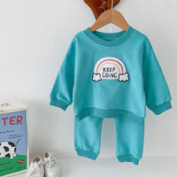 Load image into Gallery viewer, 2 Pieces Set Baby Kid Girls Boys Rainbow Hoodies Sweatshirts And Solid Color Pants Wholesale 23101966
