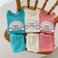 Load image into Gallery viewer, 2 Pieces Set Baby Kid Girls Boys Rainbow Hoodies Sweatshirts And Solid Color Pants Wholesale 23101966
