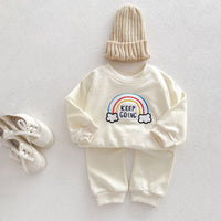 Load image into Gallery viewer, 2 Pieces Set Baby Kid Girls Boys Rainbow Hoodies Sweatshirts And Solid Color Pants Wholesale 23101966
