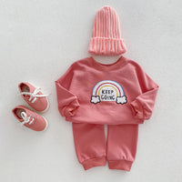Load image into Gallery viewer, 2 Pieces Set Baby Kid Girls Boys Rainbow Hoodies Sweatshirts And Solid Color Pants Wholesale 23101966
