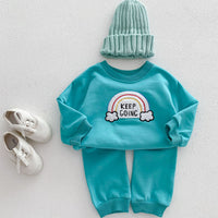 Load image into Gallery viewer, 2 Pieces Set Baby Kid Girls Boys Rainbow Hoodies Sweatshirts And Solid Color Pants Wholesale 23101966
