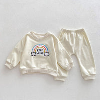 Load image into Gallery viewer, 2 Pieces Set Baby Kid Girls Boys Rainbow Hoodies Sweatshirts And Solid Color Pants Wholesale 23101966
