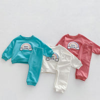 Load image into Gallery viewer, 2 Pieces Set Baby Kid Girls Boys Rainbow Hoodies Sweatshirts And Solid Color Pants Wholesale 23101966
