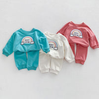 Load image into Gallery viewer, 2 Pieces Set Baby Kid Girls Boys Rainbow Hoodies Sweatshirts And Solid Color Pants Wholesale 23101966
