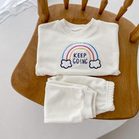 Load image into Gallery viewer, 2 Pieces Set Baby Kid Girls Boys Rainbow Hoodies Sweatshirts And Solid Color Pants Wholesale 23101966
