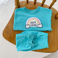 Load image into Gallery viewer, 2 Pieces Set Baby Kid Girls Boys Rainbow Hoodies Sweatshirts And Solid Color Pants Wholesale 23101966
