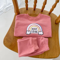 Load image into Gallery viewer, 2 Pieces Set Baby Kid Girls Boys Rainbow Hoodies Sweatshirts And Solid Color Pants Wholesale 23101966
