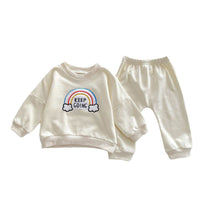 Load image into Gallery viewer, 2 Pieces Set Baby Kid Girls Boys Rainbow Hoodies Sweatshirts And Solid Color Pants Wholesale 23101966
