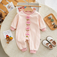 Load image into Gallery viewer, Baby Girls Flower Checked Jumpsuits Wholesale 23101983

