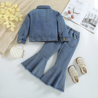 Load image into Gallery viewer, 2 Pieces Set Kid Girls Solid Color Jackets Outwears And Bow Pants Wholesale 23102004
