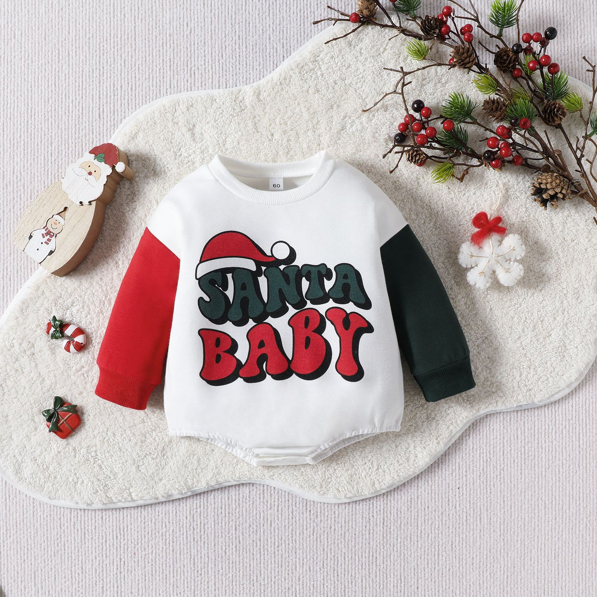 Baby Girls Boys Letters Color-blocking Christmas Rompers Wholesale 23102409