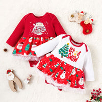 Load image into Gallery viewer, Baby Kid Girls Letters Cartoon Print Christmas Rompers Wholesale 23111506
