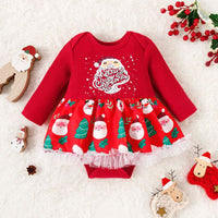 Load image into Gallery viewer, Baby Kid Girls Letters Cartoon Print Christmas Rompers Wholesale 23111506
