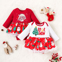 Load image into Gallery viewer, Baby Kid Girls Letters Cartoon Print Christmas Rompers Wholesale 23111506
