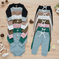 Load image into Gallery viewer, 2 Pieces Set Baby Kid Girls Boys Solid Color Rompers And Pants Wholesale 23113008
