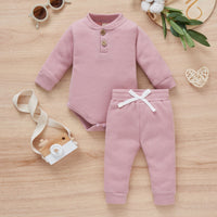 Load image into Gallery viewer, 2 Pieces Set Baby Kid Girls Boys Solid Color Rompers And Pants Wholesale 23113008
