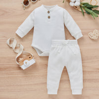 Load image into Gallery viewer, 2 Pieces Set Baby Kid Girls Boys Solid Color Rompers And Pants Wholesale 23113008
