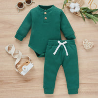 Load image into Gallery viewer, 2 Pieces Set Baby Kid Girls Boys Solid Color Rompers And Pants Wholesale 23113008
