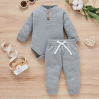 Load image into Gallery viewer, 2 Pieces Set Baby Kid Girls Boys Solid Color Rompers And Pants Wholesale 23113008
