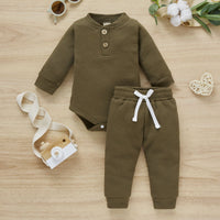 Load image into Gallery viewer, 2 Pieces Set Baby Kid Girls Boys Solid Color Rompers And Pants Wholesale 23113008
