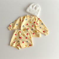 Load image into Gallery viewer, 2 Pieces Set Baby Kid Girls Love heart Print Tops And Shorts Wholesale 231130112
