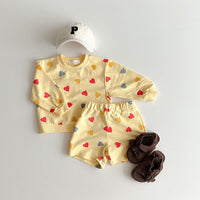 Load image into Gallery viewer, 2 Pieces Set Baby Kid Girls Love heart Print Tops And Shorts Wholesale 231130112
