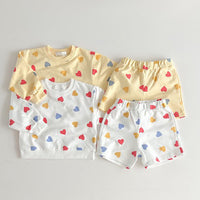 Load image into Gallery viewer, 2 Pieces Set Baby Kid Girls Love heart Print Tops And Shorts Wholesale 231130112
