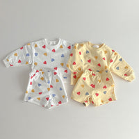Load image into Gallery viewer, 2 Pieces Set Baby Kid Girls Love heart Print Tops And Shorts Wholesale 231130112
